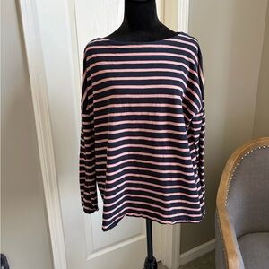 J. Jill Pink and Black Striped Long Sleeve Top